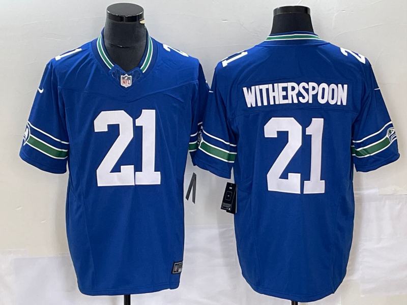 Men's Seattle Seahawks Devon Witherspoon #21 Royal Throwback Legend Jersey